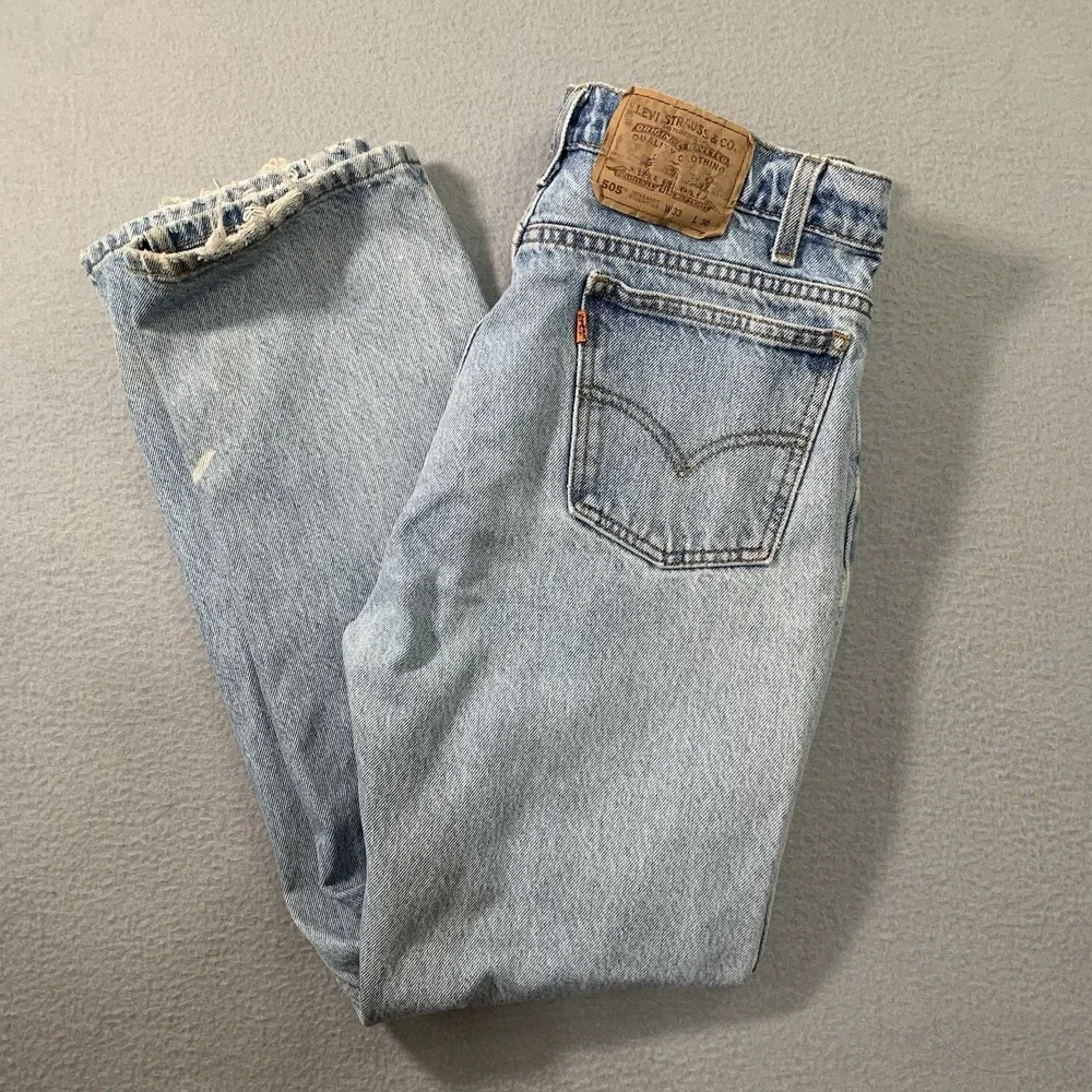 Vtg 80s Levi's 505 Orange Tab Jeans 33x30 Made in USA Faded Distressed